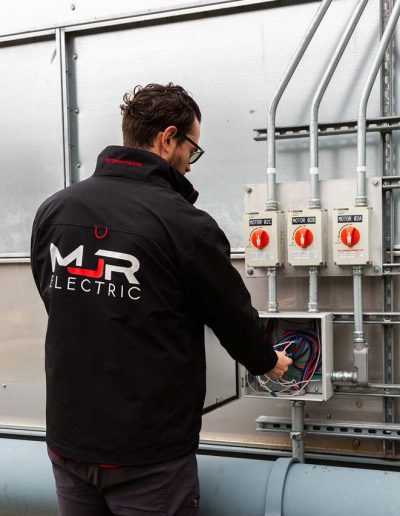 MJR Electric is the company installing electric car chargers and solar panels.